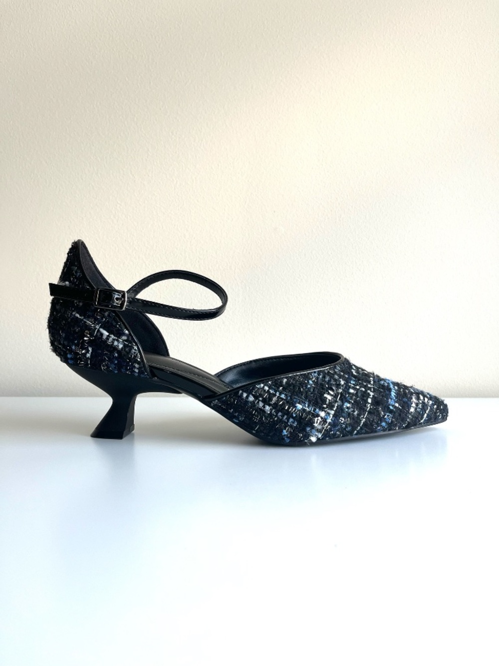 Impo Admee Kitten Heel Shoes Women's Sandals Size 10 Tweed Pointed Toe Black